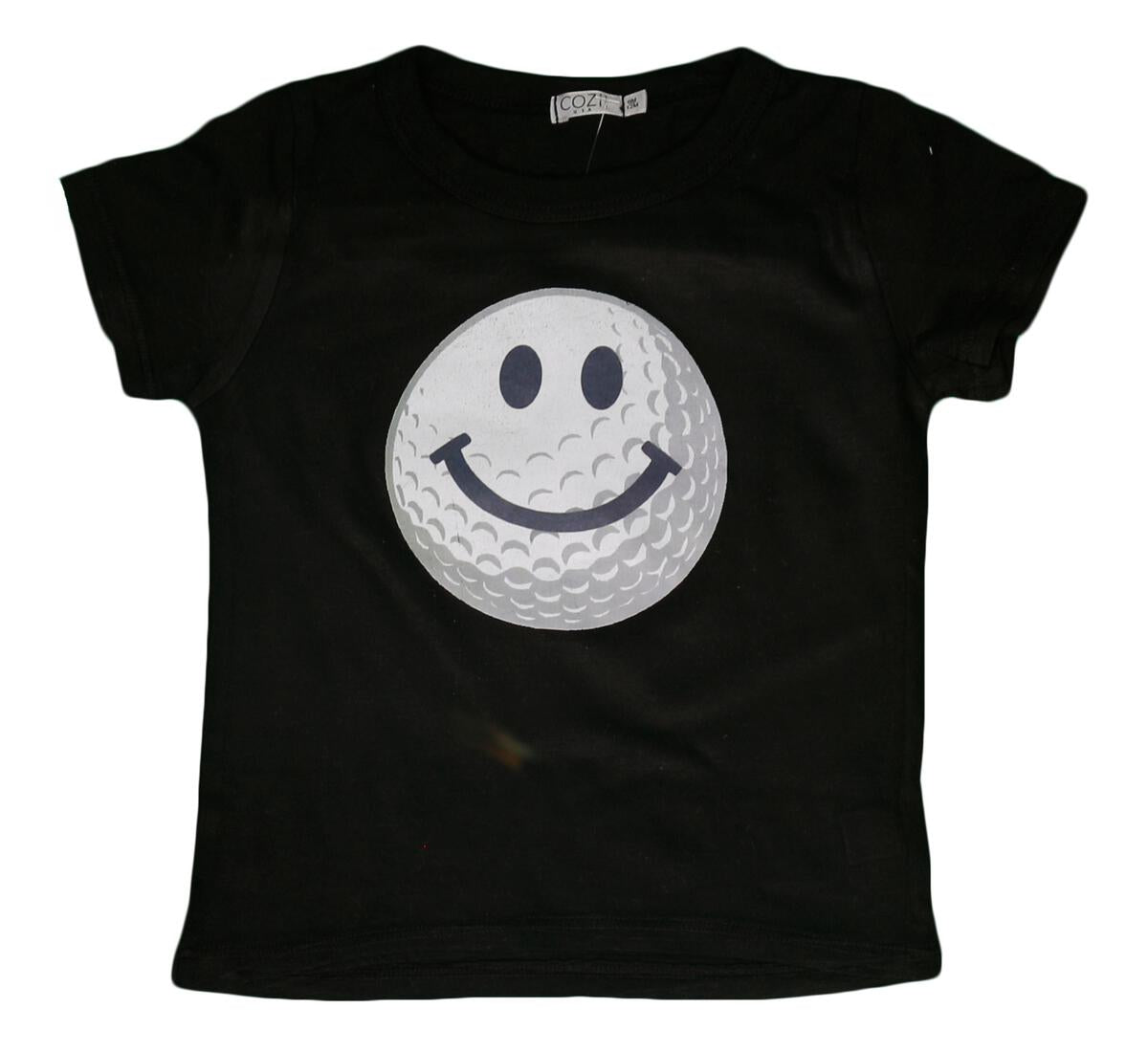 COZII S/S TEE AND SHORTS SET - BLACK/ GOLF SMILEY