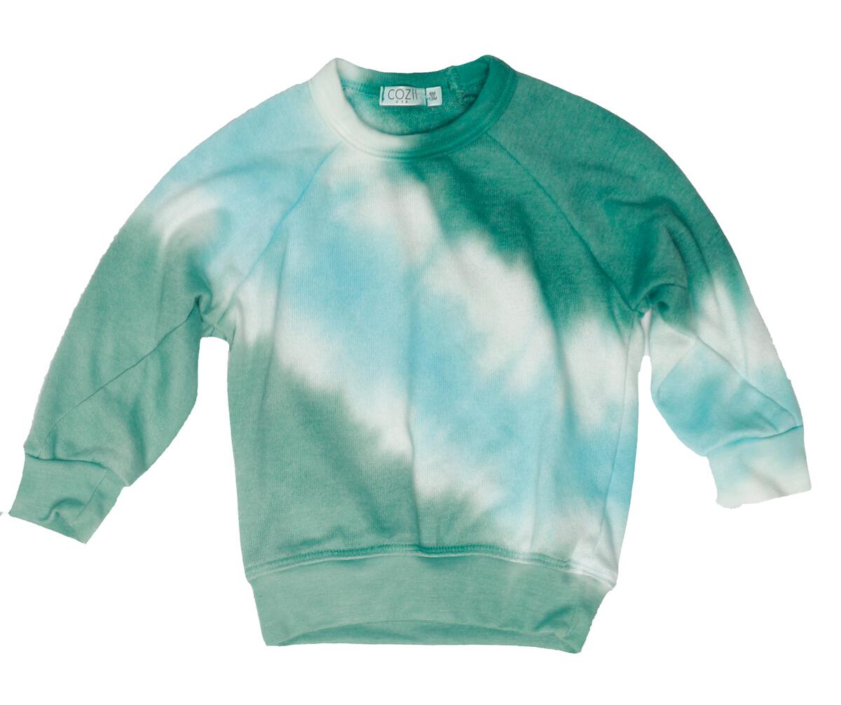 COZII BABY CREW AND JOGGER SET - CLOVER/BLUE TIE DYE