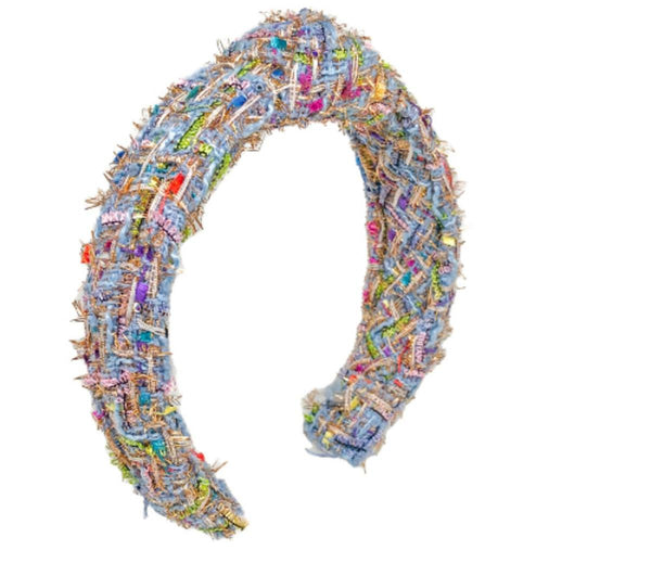 BARI LYNN TWEED KNOT HEADBAND - BLUES