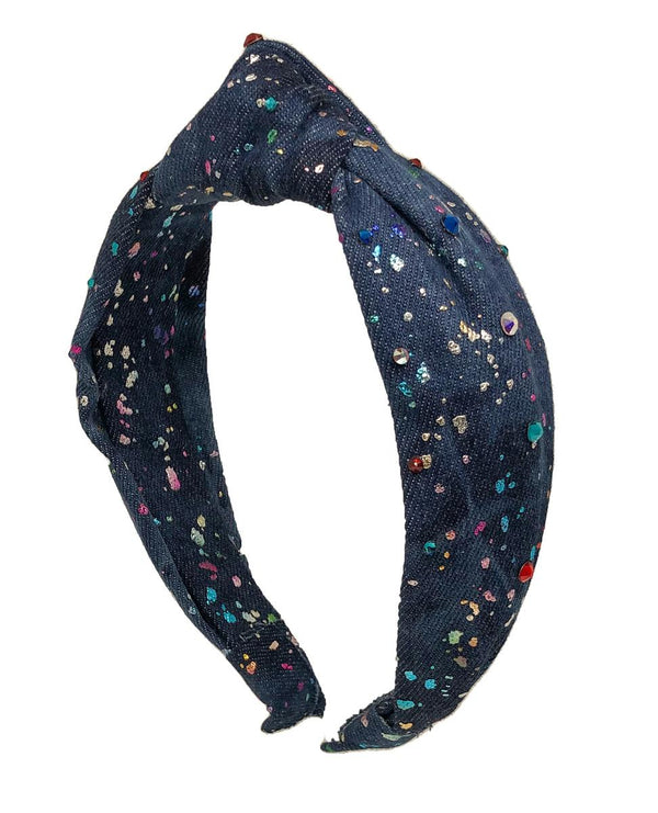 BARI LYNN KNOT HEADBAND - DARK DENIM SPLATTER