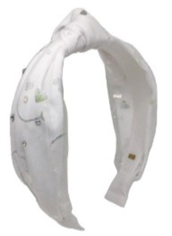 BARI LYNN SMILEY KNOT HEADBAND - WHITE