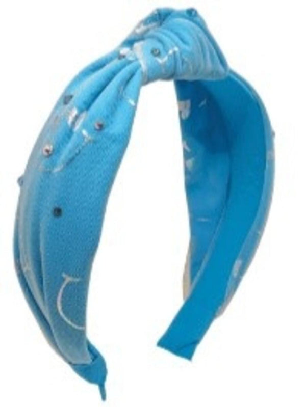 BARI LYNN SMILEY KNOT HEADBAND - NEON BLUE