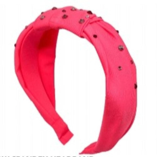 BARI LYNN FLAT BOW SPANDEX HEADBAND - NEON PINK