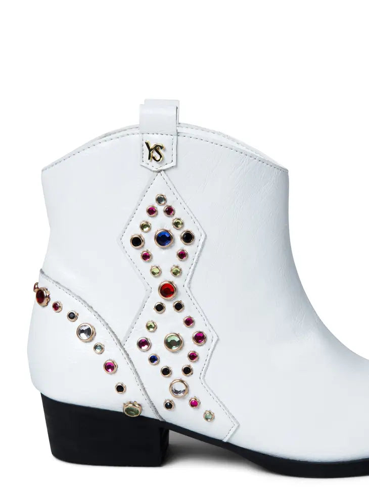 YOSI SAMRA MISS DALLAS GEM STUDDED BOOTIE - WHITE