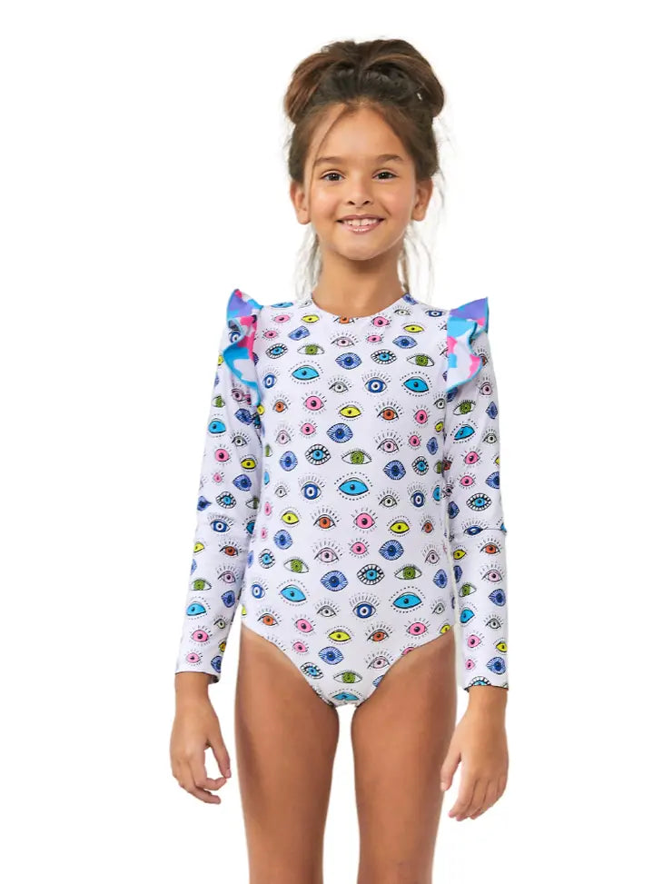 TOO COOL BEACHWEAR LONG SLEEVE SWIMSUIT- EVIL EYE