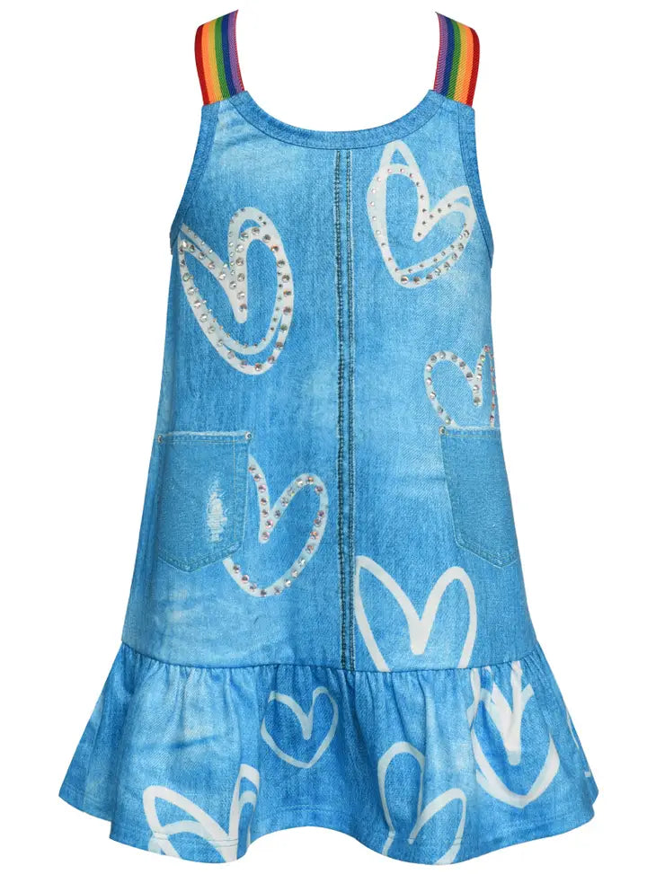 SARA SARA A-LINE DRESS - DENIM HEART