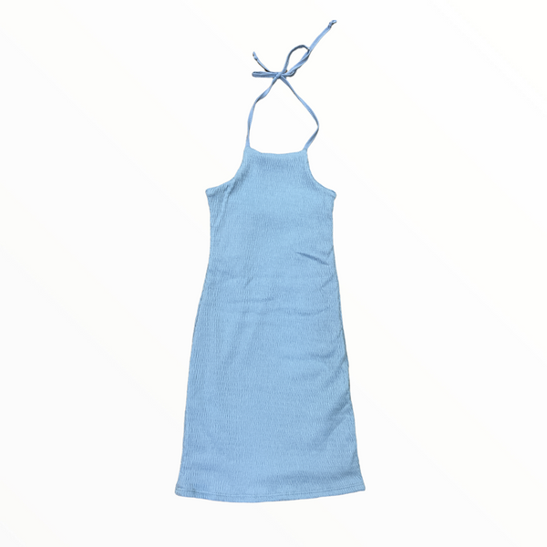 CHERYL SMOCK HALTER DRESS - BABY BLUE