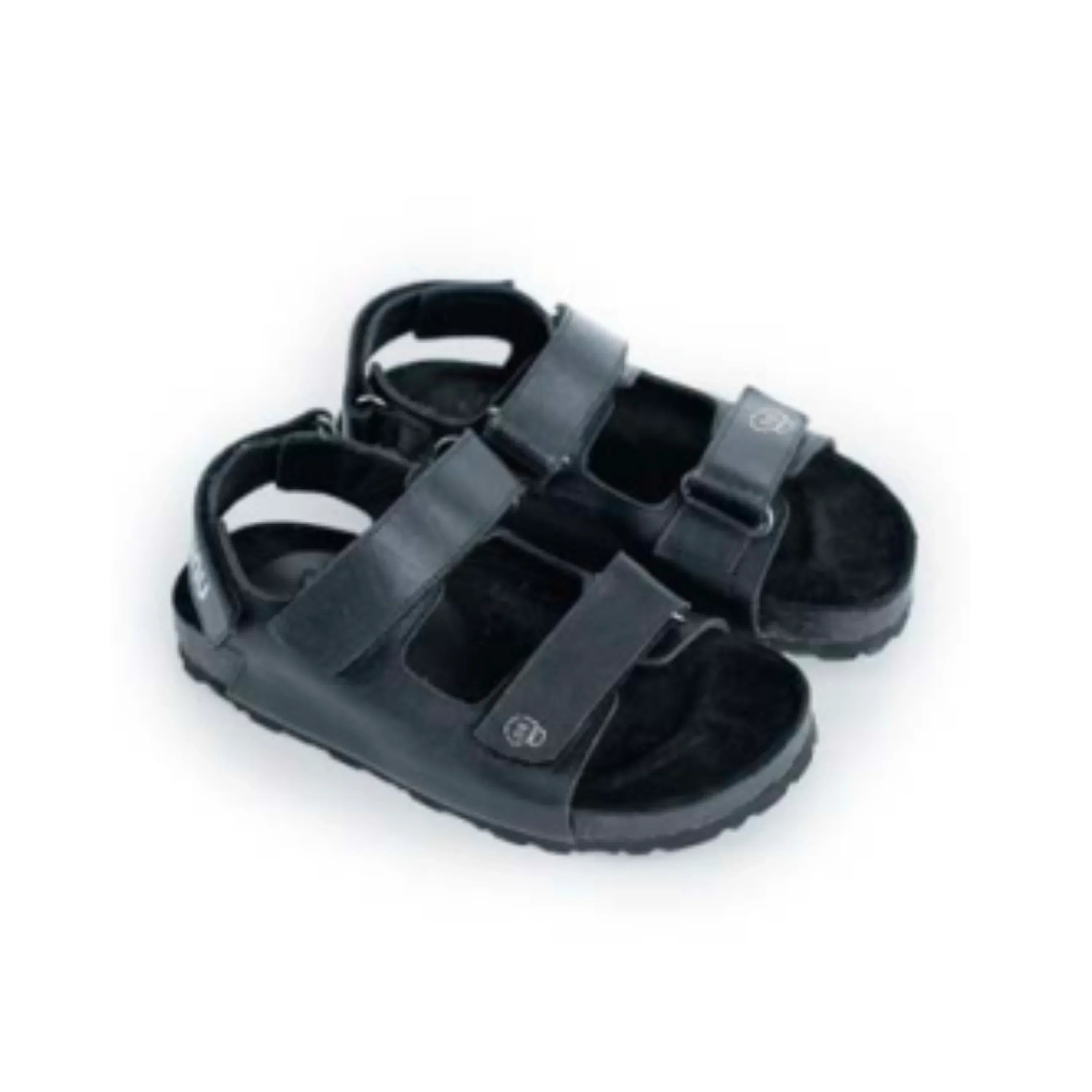 NUNUNU LEATHER STRAP DAD SANDALS - BLACK