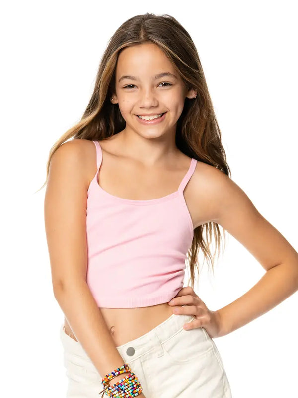 MALIBU SUGAR CROPPED CAMI W/ ADJUSTABLE STRAPS - PINK