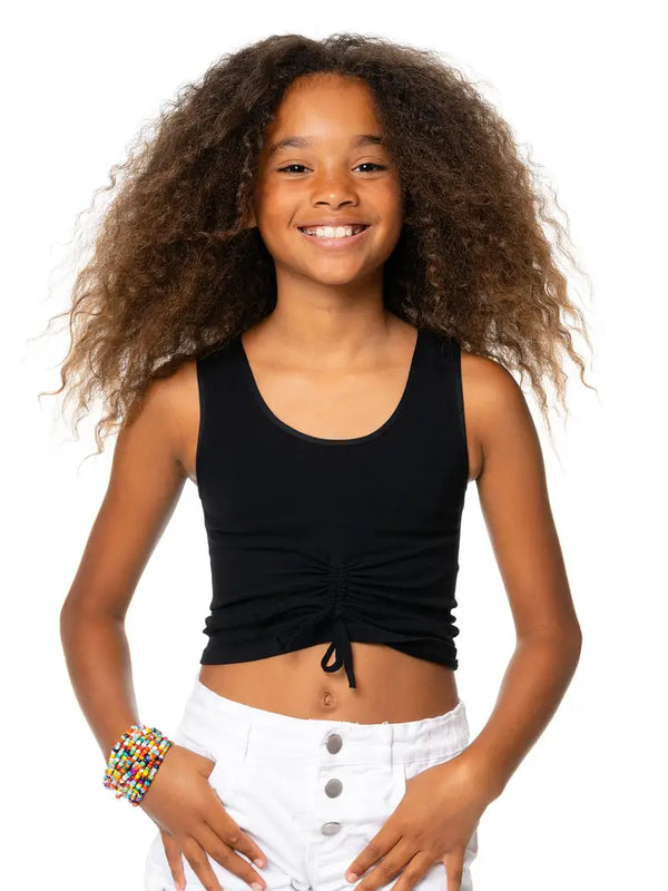 MALIBU SUGAR TANK WITH FRONT RUCHING - BLACK