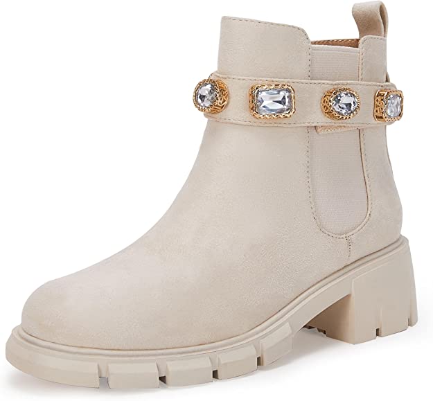 MEANT 2 BE SUEDE GEM STONE BOOTS - BEIGE