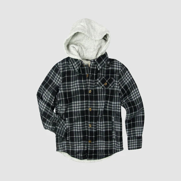 APPAMAN GLEN HOODED SHIRT - BLACK
