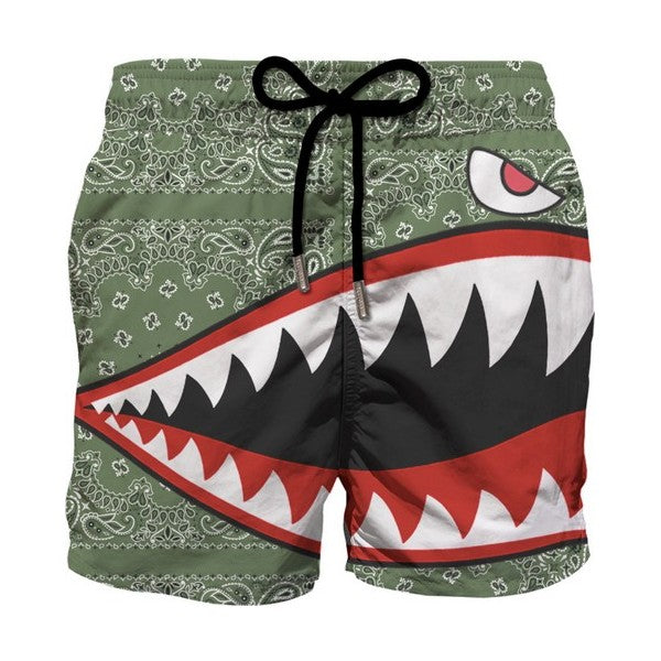 MC2 SAINT BARTH SWIM TRUNK - SHARK ATTACK BANDANA OLIVE
