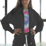 KATIE J DYLAN OVERSIZED ZIP HOODIE - BLACK