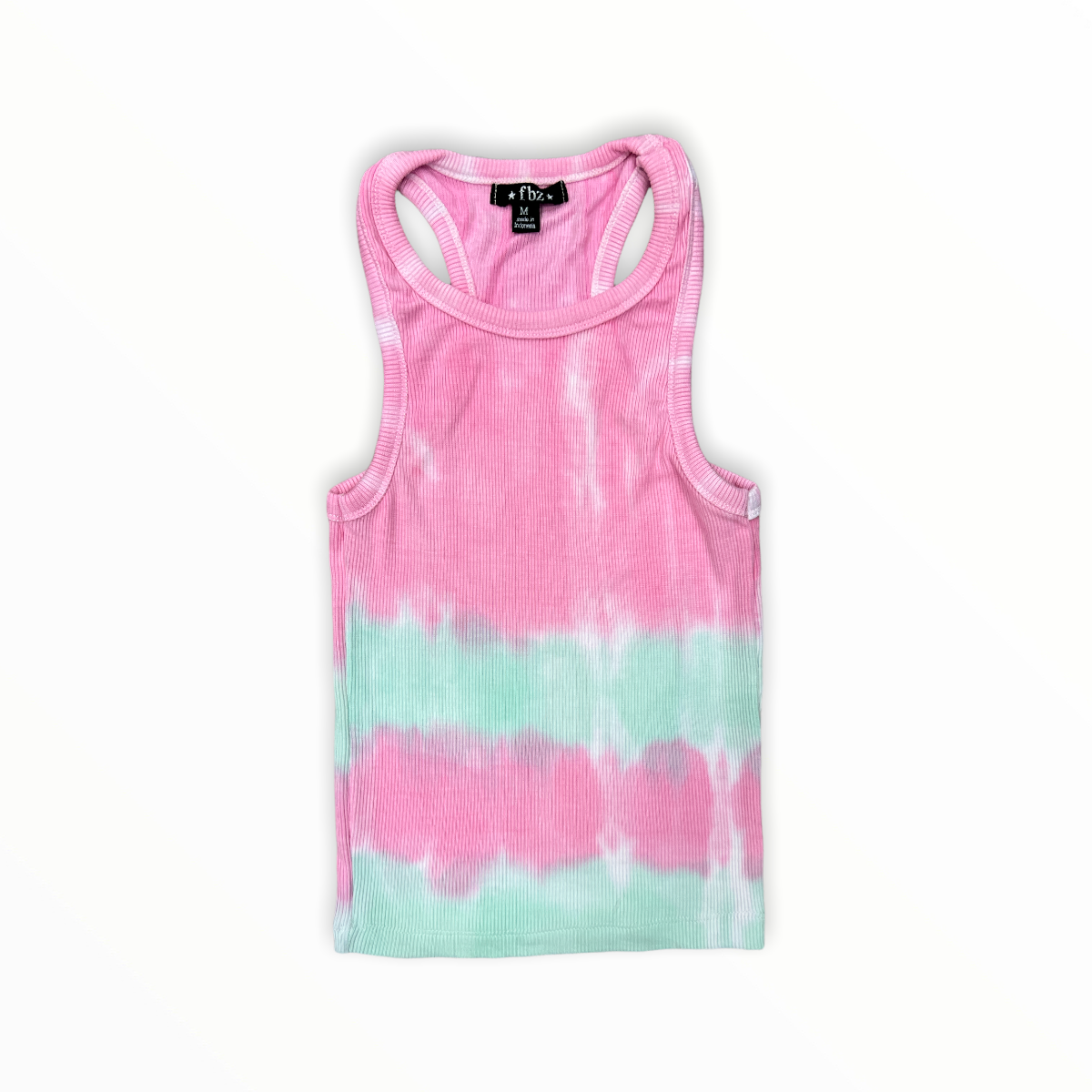 FLOWERS BY ZOE RIBBED TANK - PINK & MINT DIP