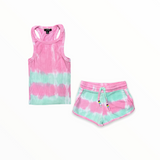 FLOWERS BY ZOE GYM SHORT - MINT & PINK DIP