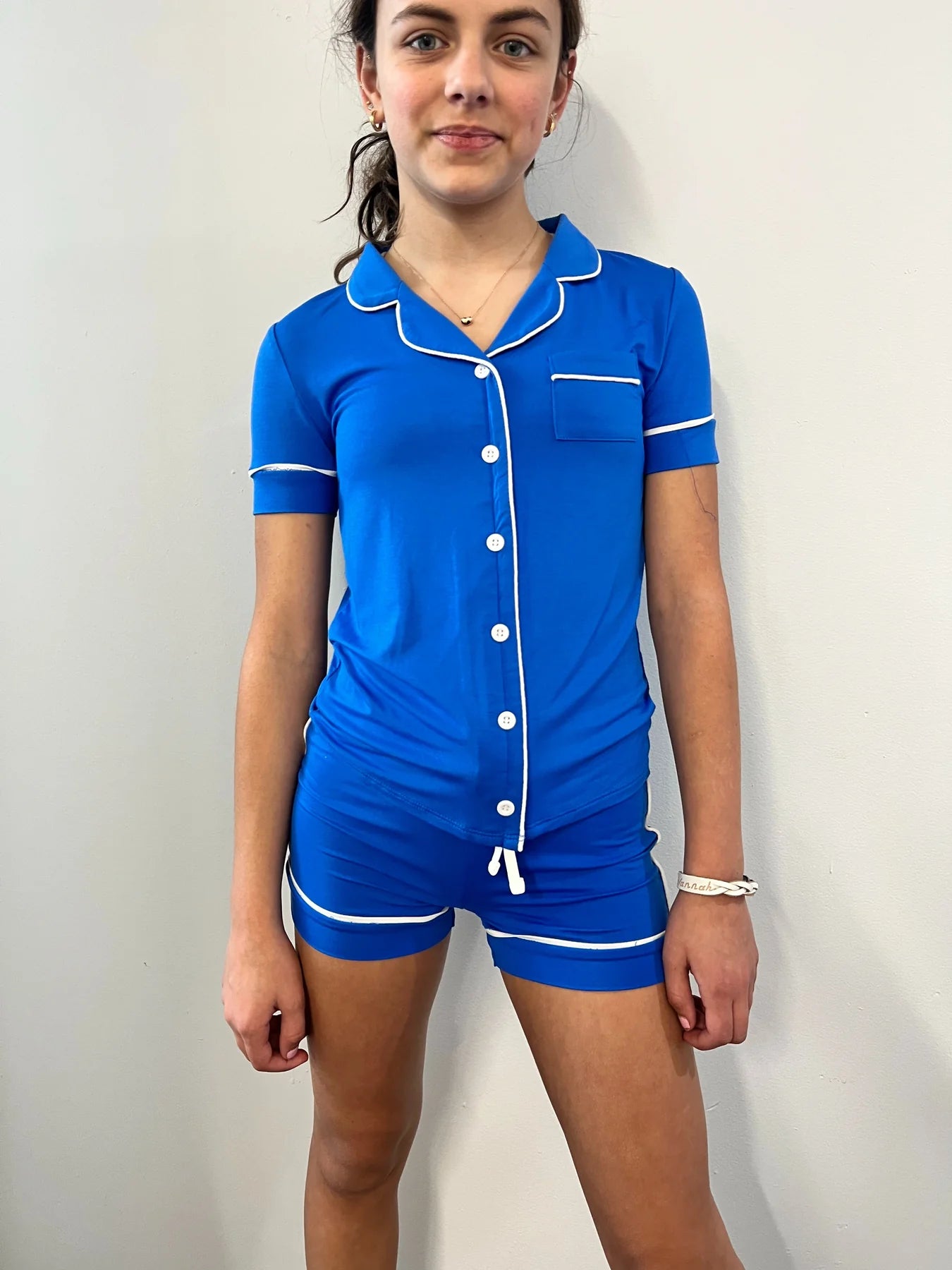 KATIE J LYNN SHORTS LOUNGE SET - CAMP BLUE