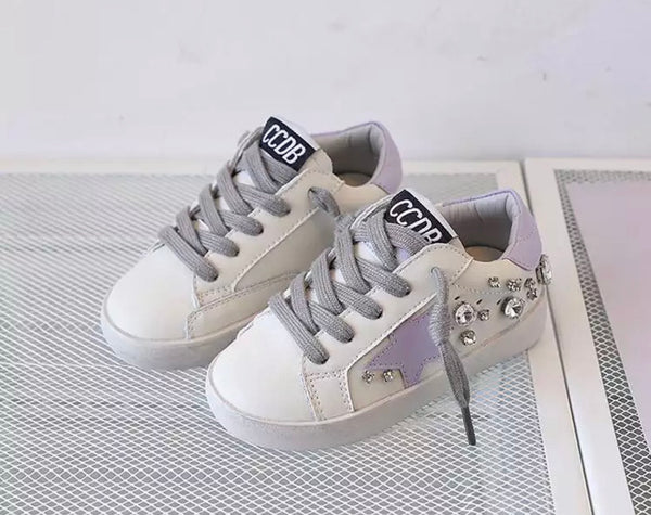 M2B STAR SNEAKER WITH GEMS - WHITE/LAV