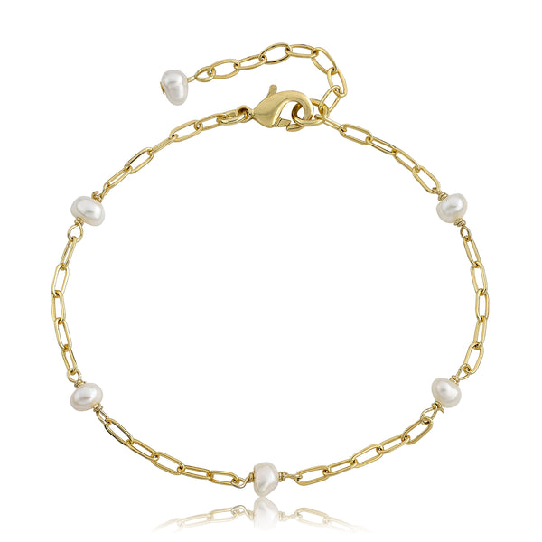 Paperclip Chain Pearl Bracelets