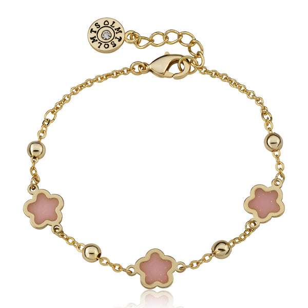 14K GOLD PLATED TRANSPARENT STATION BRACELET - PINK