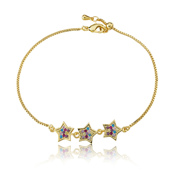 14K GOLD PLATED MULTI STAR BRACELET