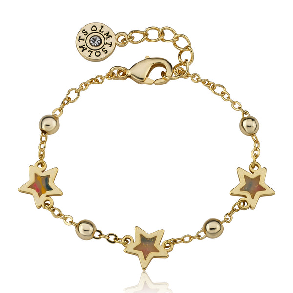 14K GOLD PLATED TRANSPARENT STATION STAR BRACELET