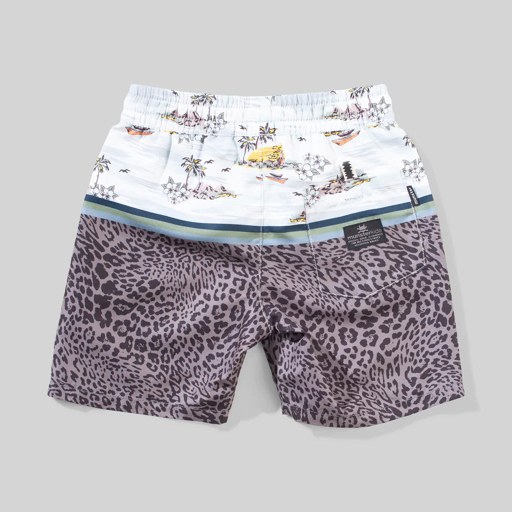 MUNSTER GAME ISLAND BOARD SHORT- CHARCOAL LEO