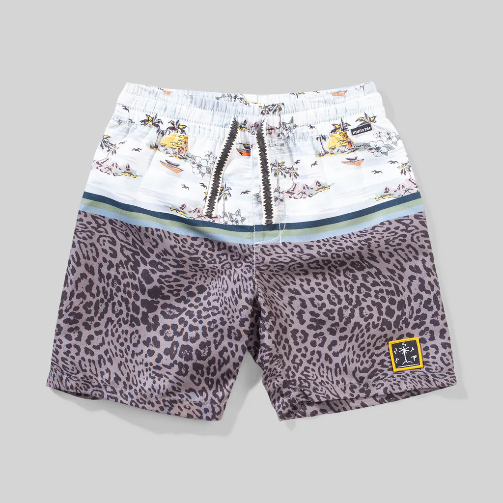 MUNSTER GAME ISLAND BOARD SHORT- CHARCOAL LEO