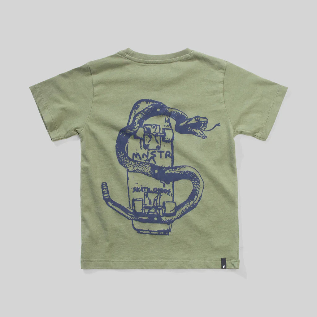 MUNSTER THATS SNAKE TEE- OLIVINE