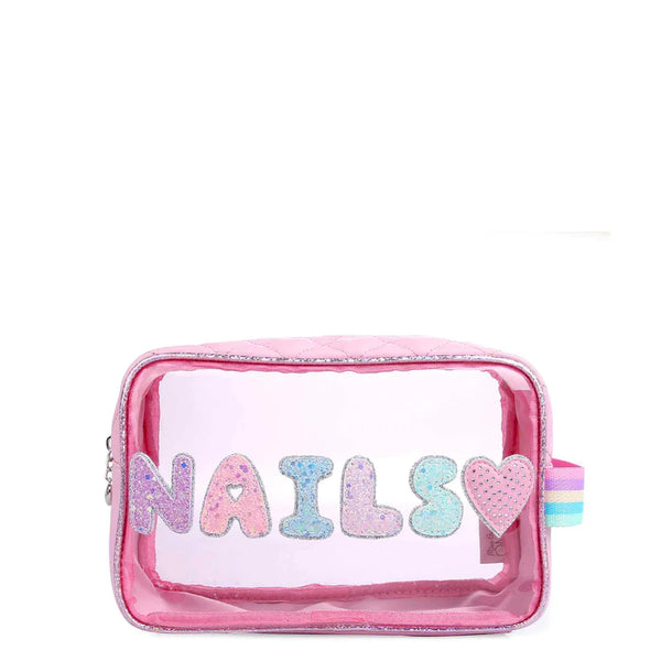 OMG ACCESSORIES NAILS CLEAR POUCH - PINK
