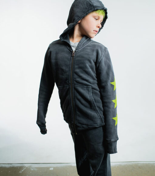NUNUNU BRUSHED ZIP HOODIE - WASHED BLACK