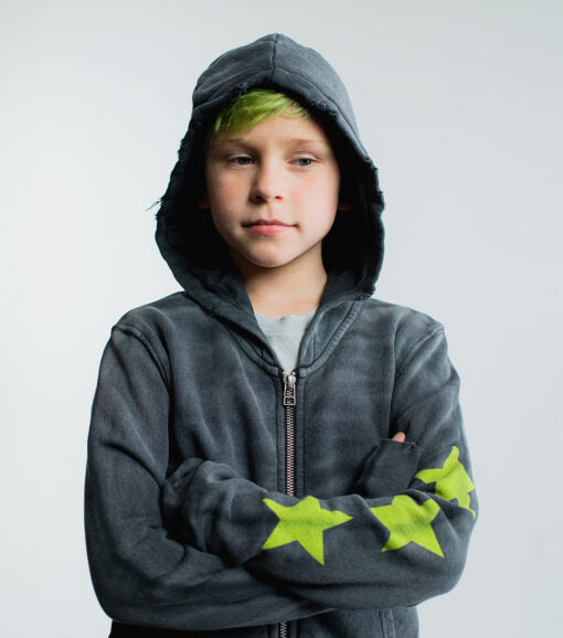 NUNUNU BRUSHED ZIP HOODIE - WASHED BLACK