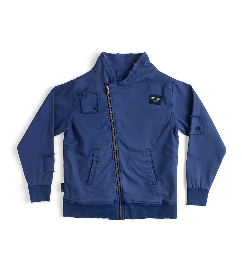 NUNUNU DIAGONAL ZIP JACKET - BLUE