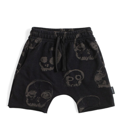 NUNUNU FADED SKULL SWEATSHORT - BLACK