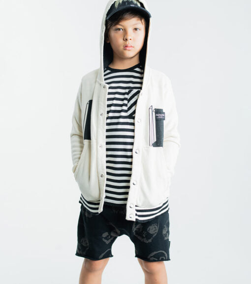 NUNUNU FADED SKULL SWEATSHORT - BLACK