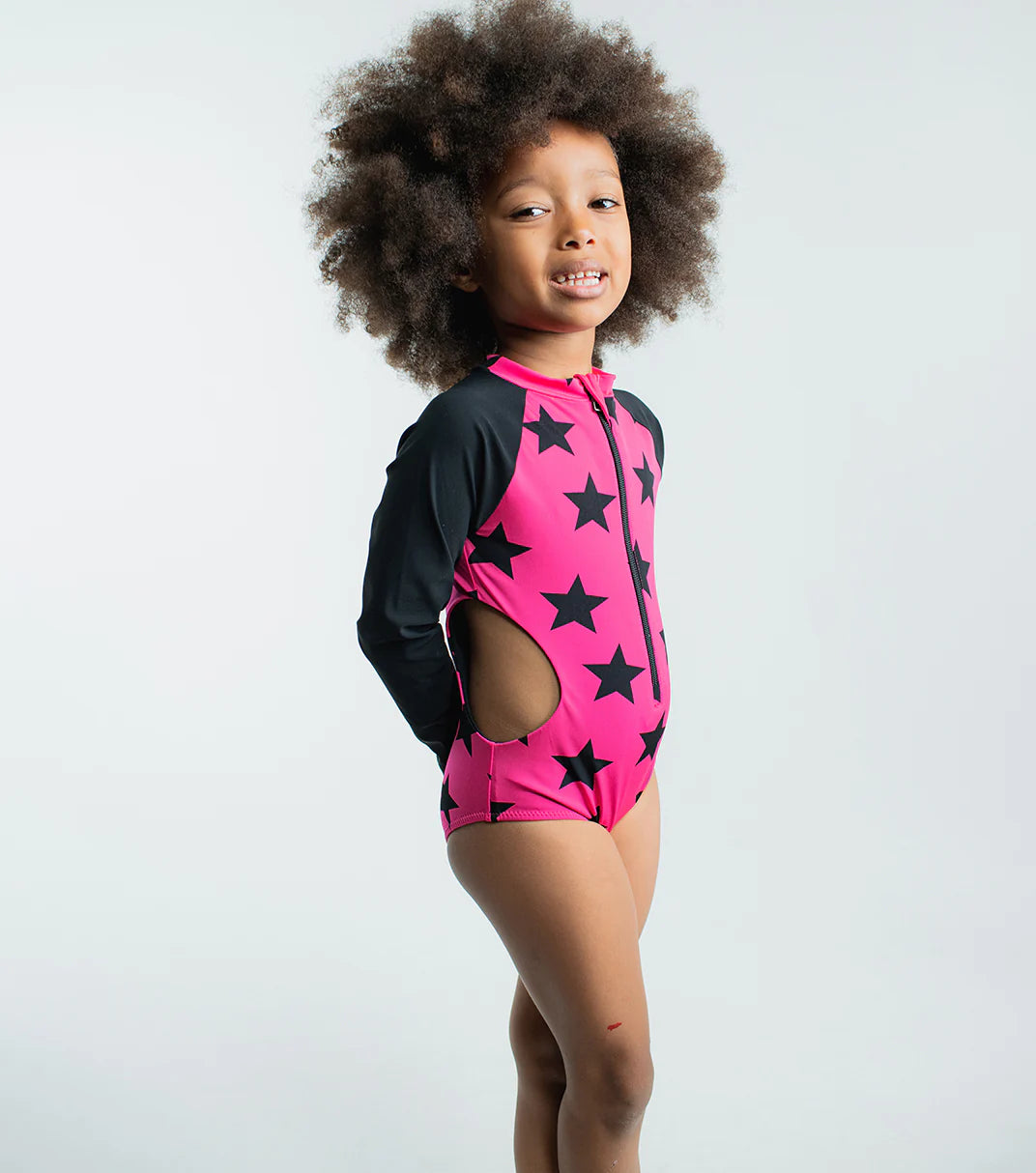 NUNUNU STAR CUT OUT SWIMSUIT - HOT PINK