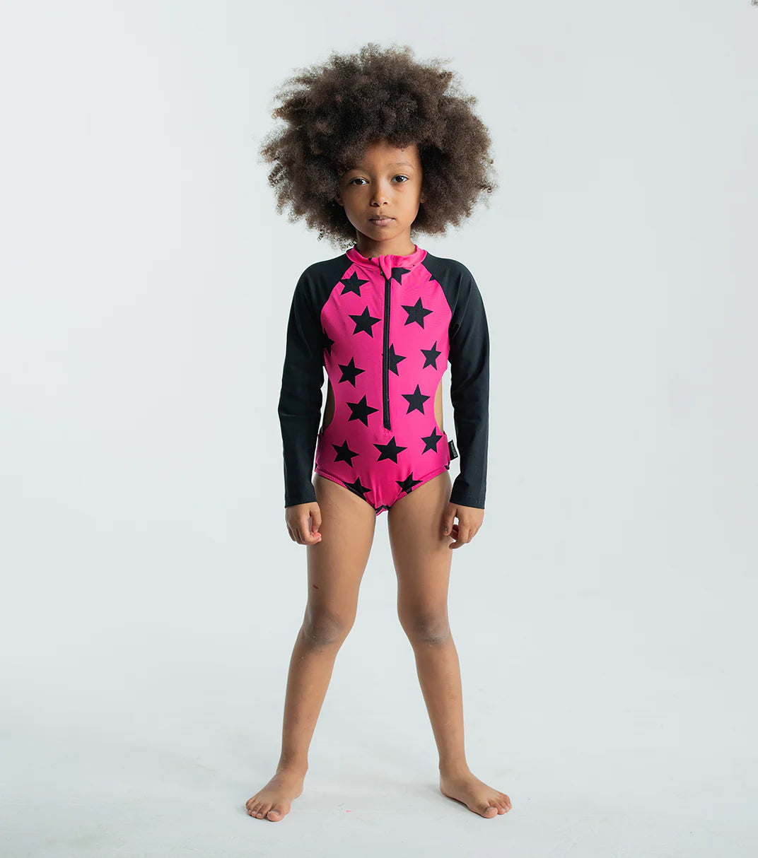NUNUNU STAR CUT OUT SWIMSUIT - HOT PINK