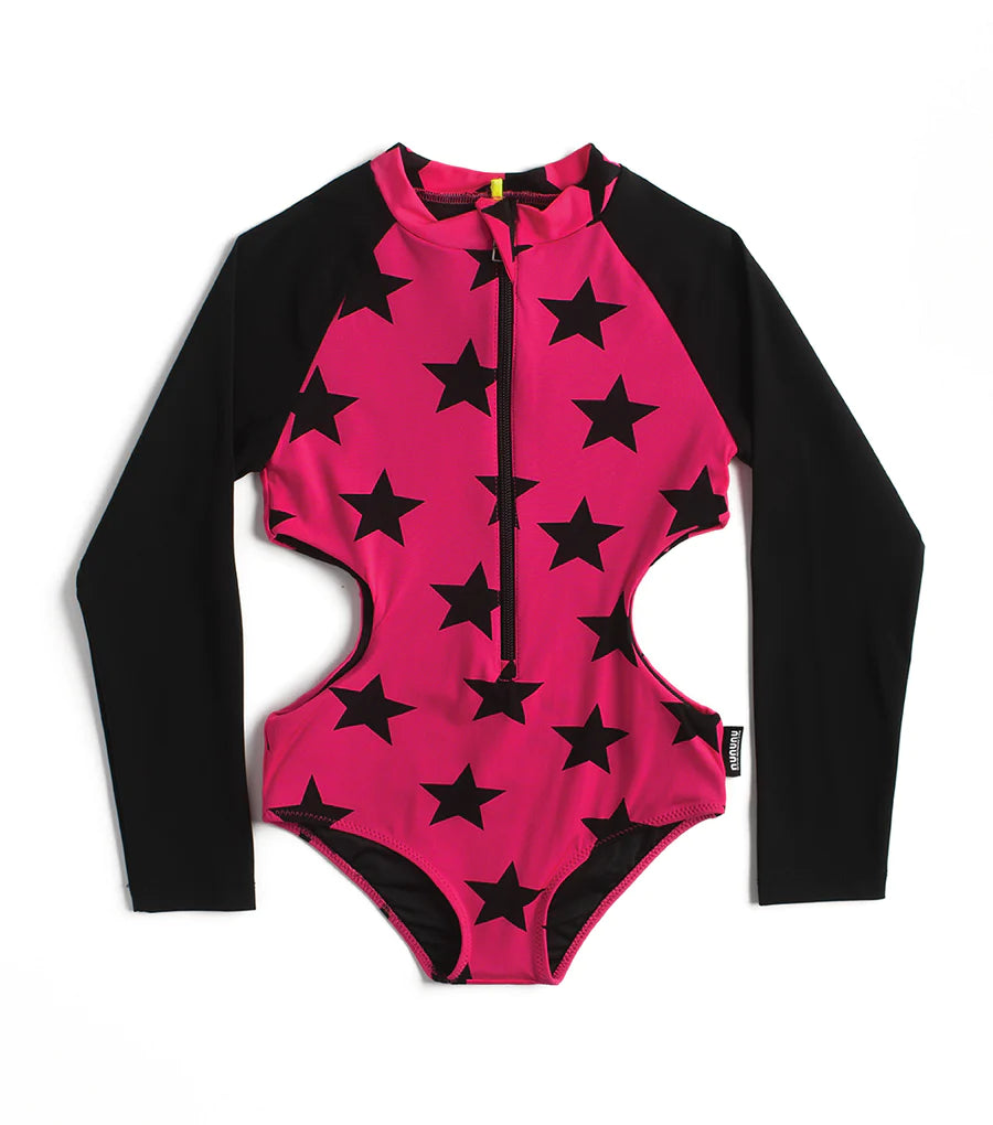 NUNUNU STAR CUT OUT SWIMSUIT - HOT PINK
