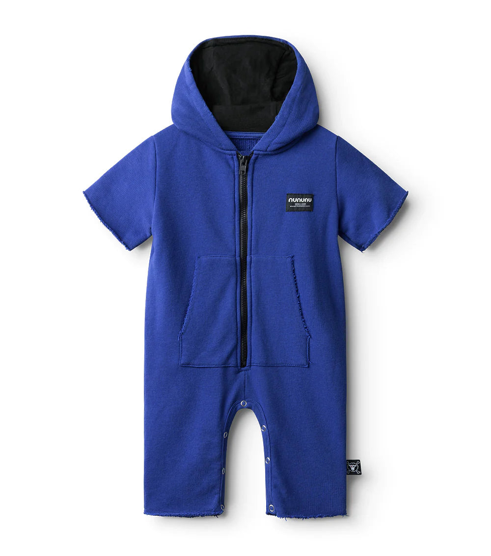 NUNUNU S/S HOODED ZIP OVERALL - BLUE