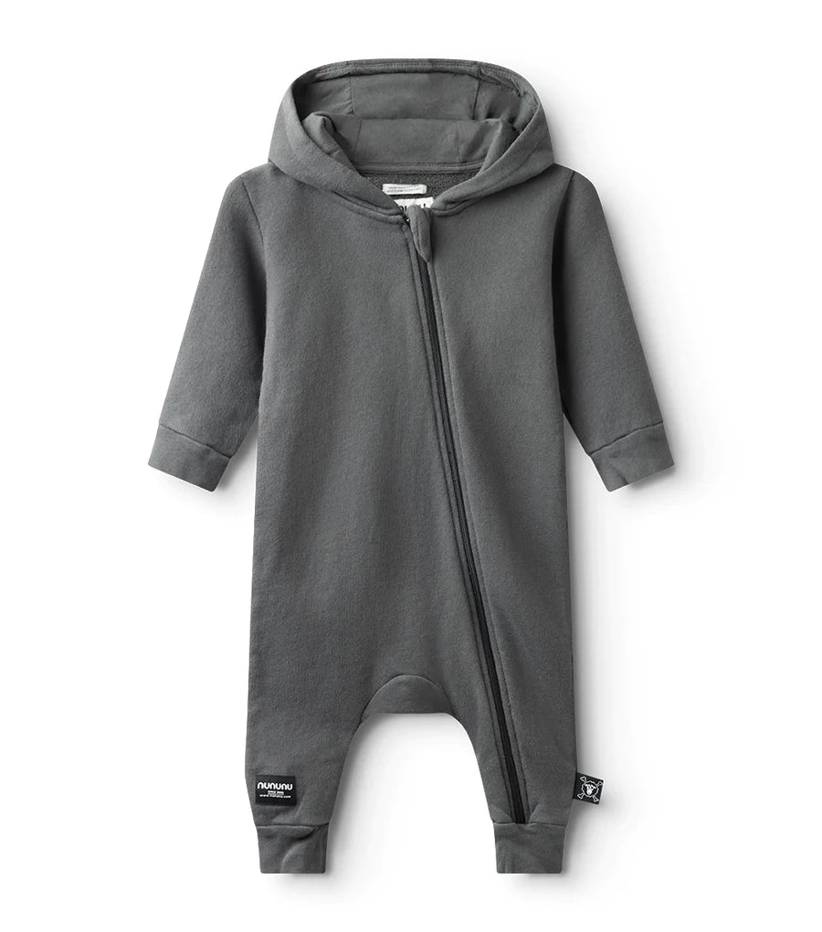NUNUNU HOODED ZIP COVERALL - GRAPHITE