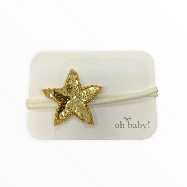 OH BABY! SEQUIN STAR NYLON HEADBAND - GOLD