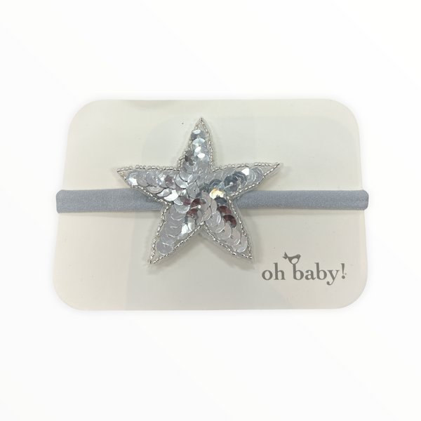 OH BABY! SEQUIN STAR NYLON HEADBAND - GRAY