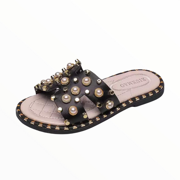 M2B PEARL STUDDED SANDALS - BLACK