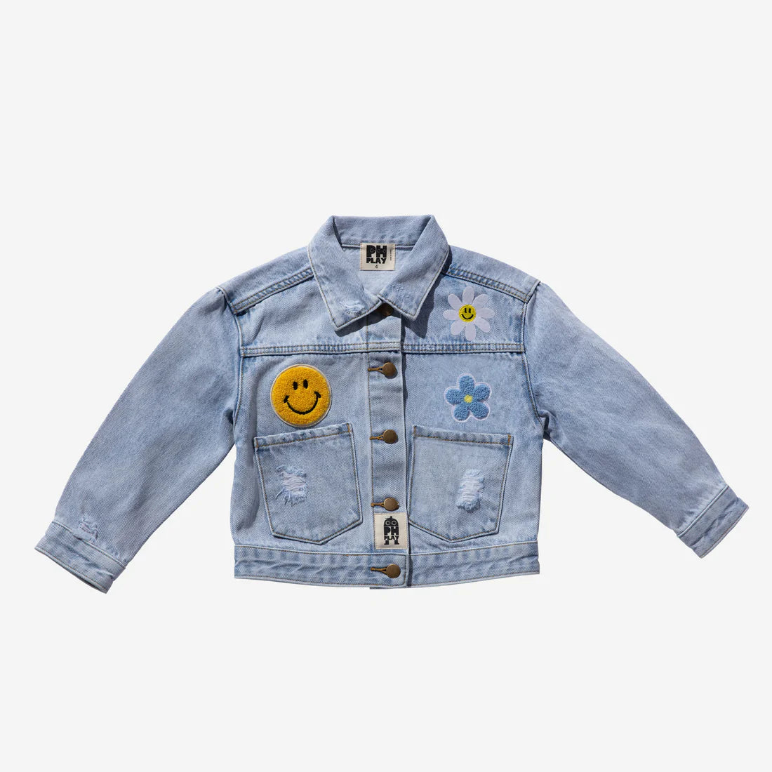 PETITE HAILEY PATCHED DENIM JACKET - DAISY