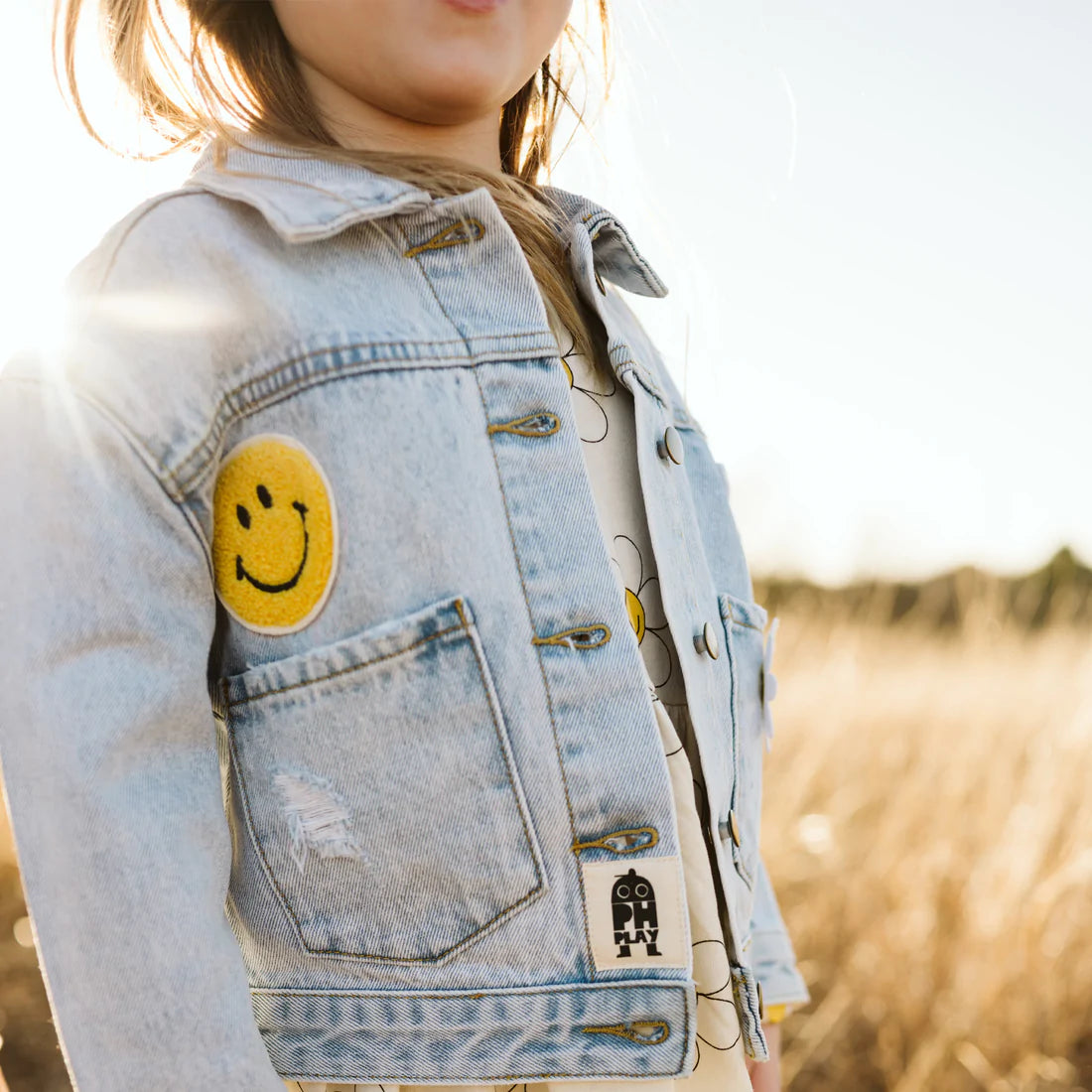 PETITE HAILEY PATCHED DENIM JACKET - DAISY