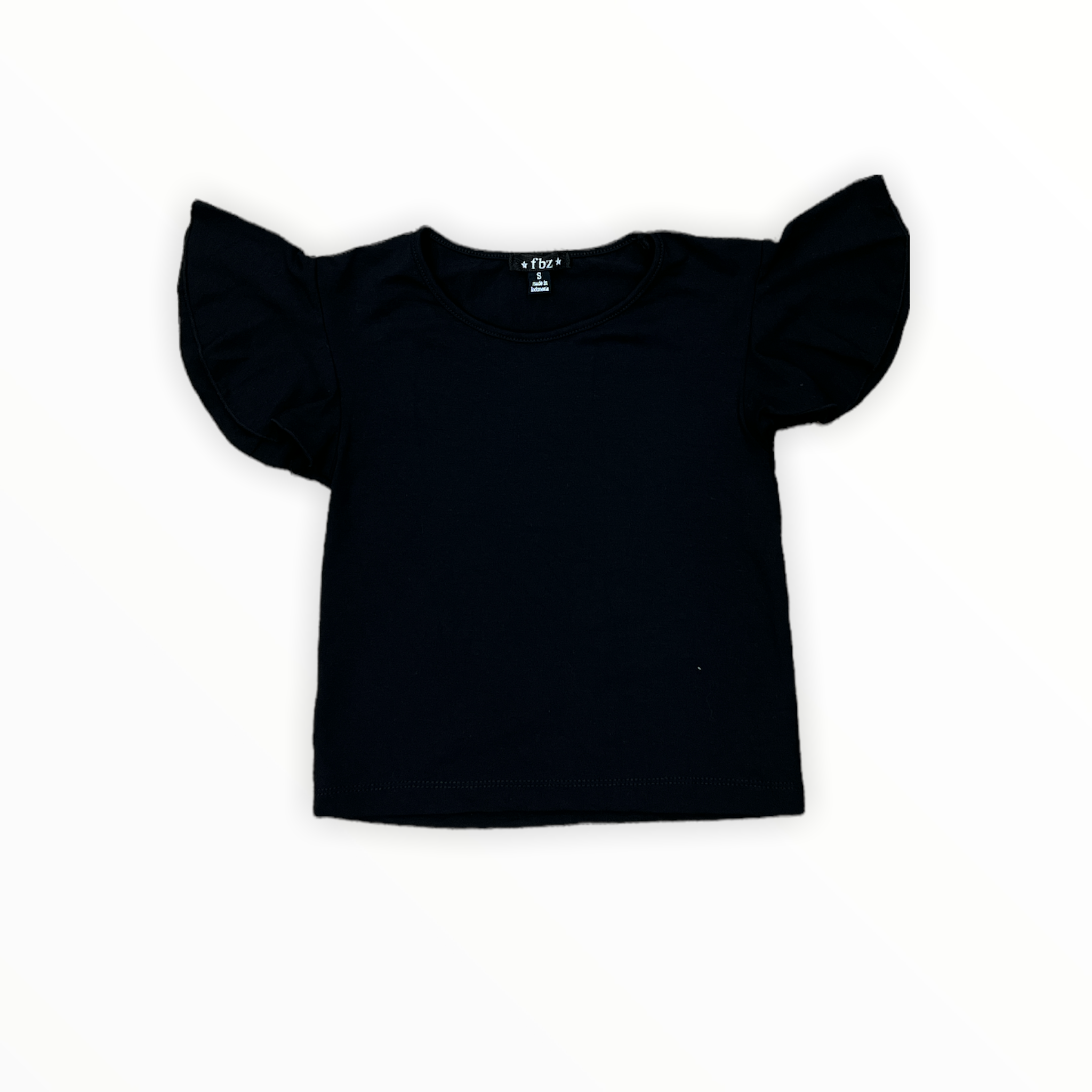 FLOWERS BY ZOE FLUTTER SLEEVE TOP - BLACK