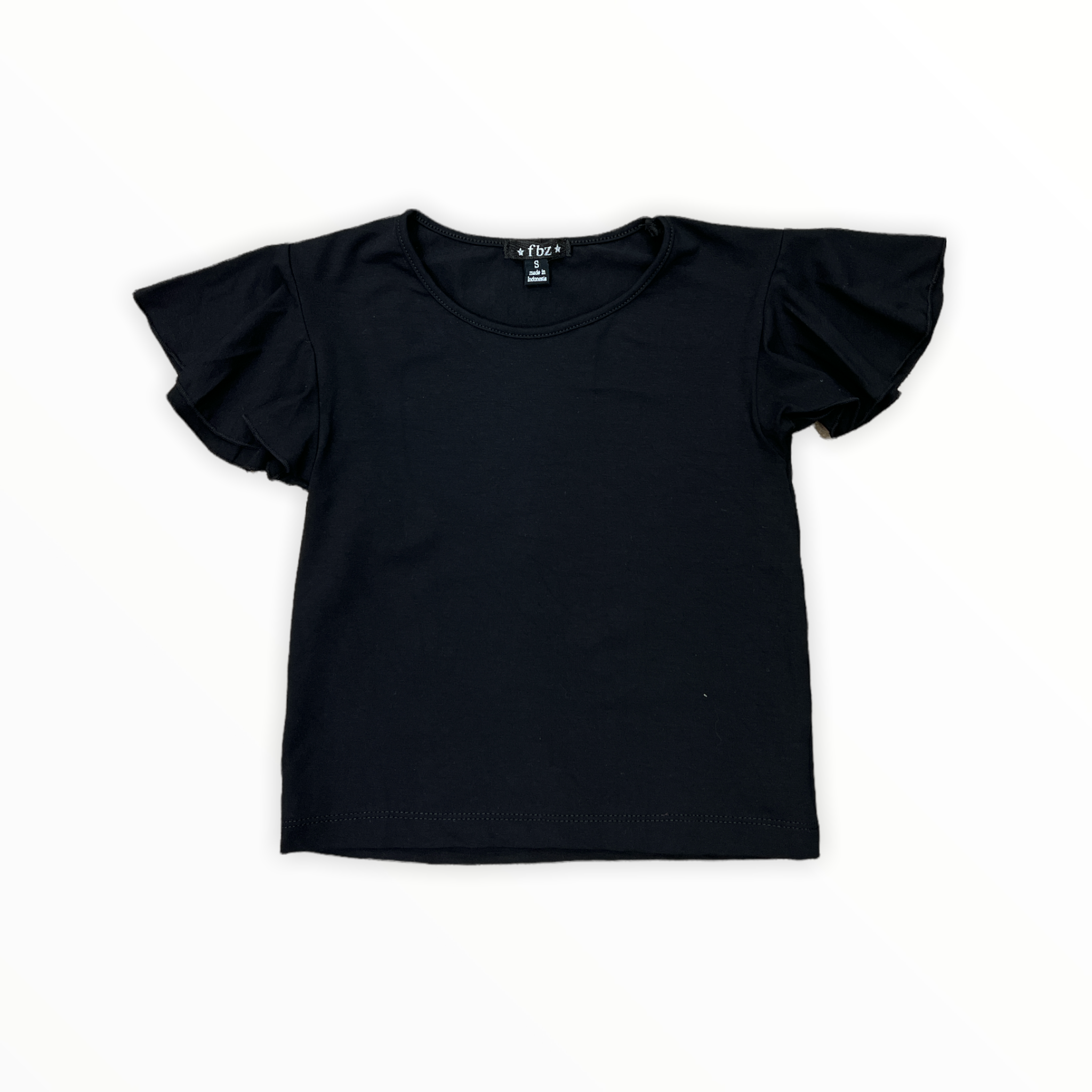FLOWERS BY ZOE FLUTTER SLEEVE TOP - BLACK
