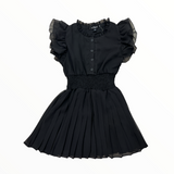 FLOWERS BY ZOE CHIFFON CINCH WAIST DRESS - BLACK