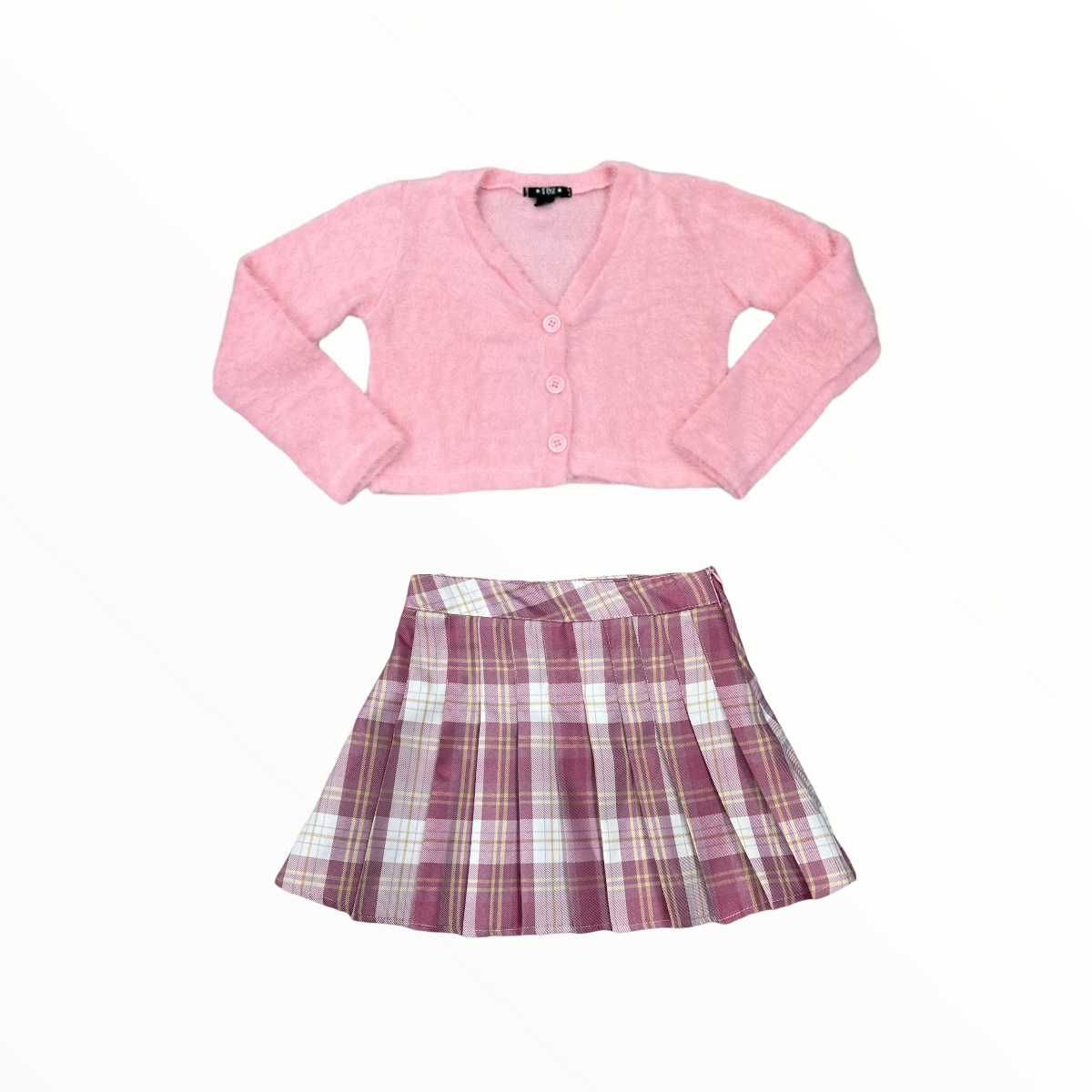 FLOWERS BY ZOE PLEATED SKIRT - PINK PLAID