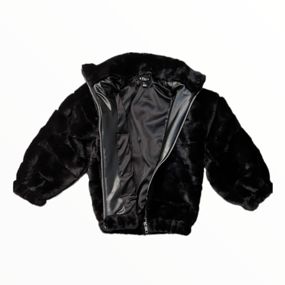 FLOWERS BY ZOE FUR BOMBER JACKET - BLACK